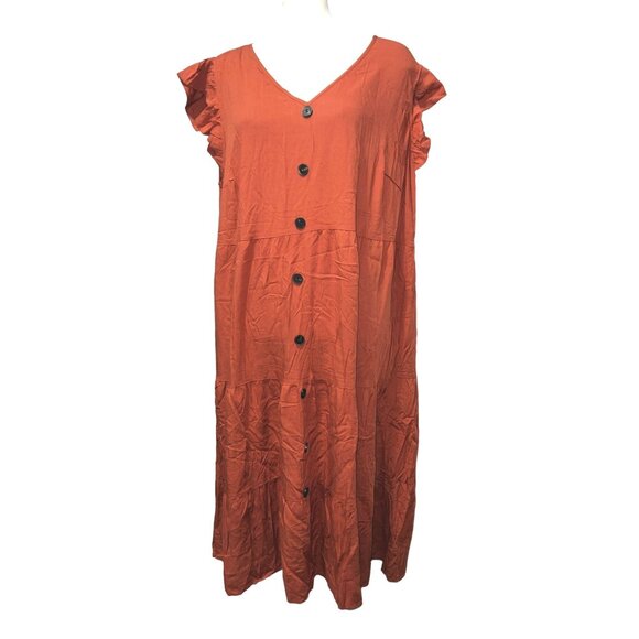 BloomChic V Neck Button Front Ruffle Cap Sleeve Mini Dress Sz 22/24 (3XL) Plus - Picture 1 of 9